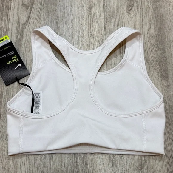 Nike Women's White Sports Bra with Black Swoosh - Picture 2 of 4
